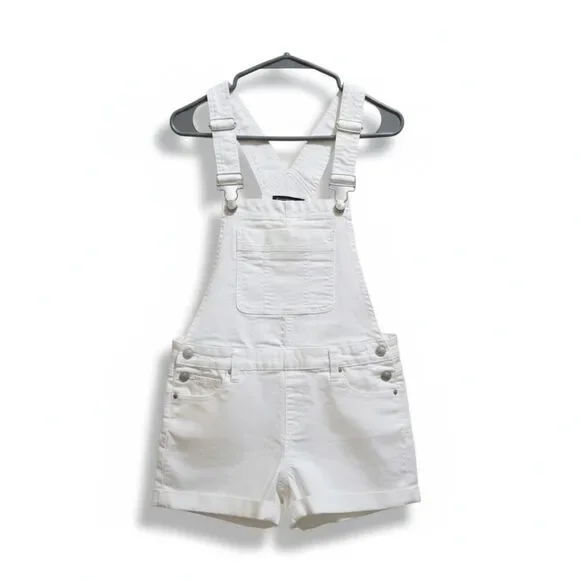 Girls White Denim Shortalls | Overall Shorts | Size 9 | Pre-Owned - Picture 3 of 15